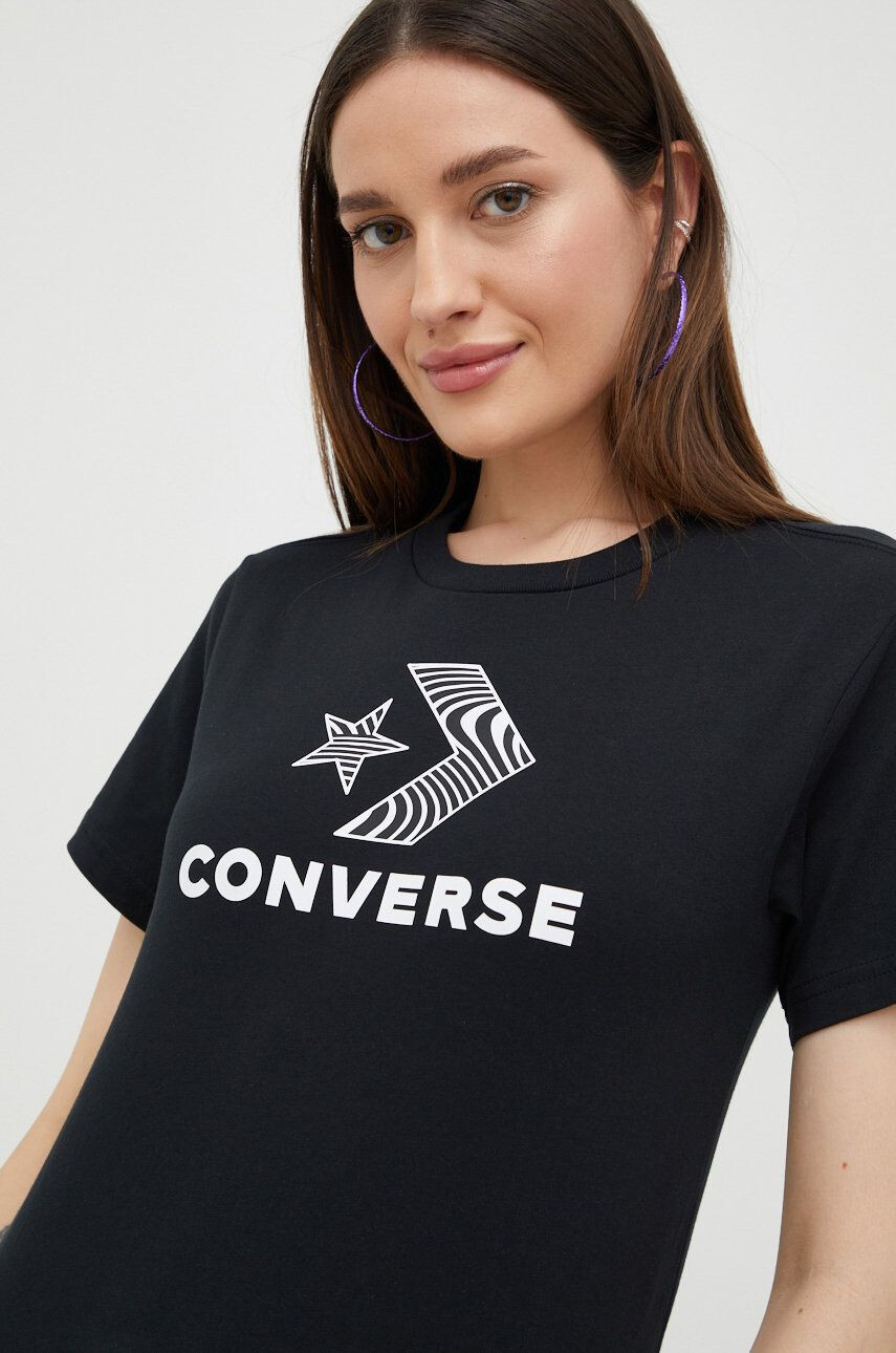 Converse Bavlnené tričko čierna farba - Pepit.sk