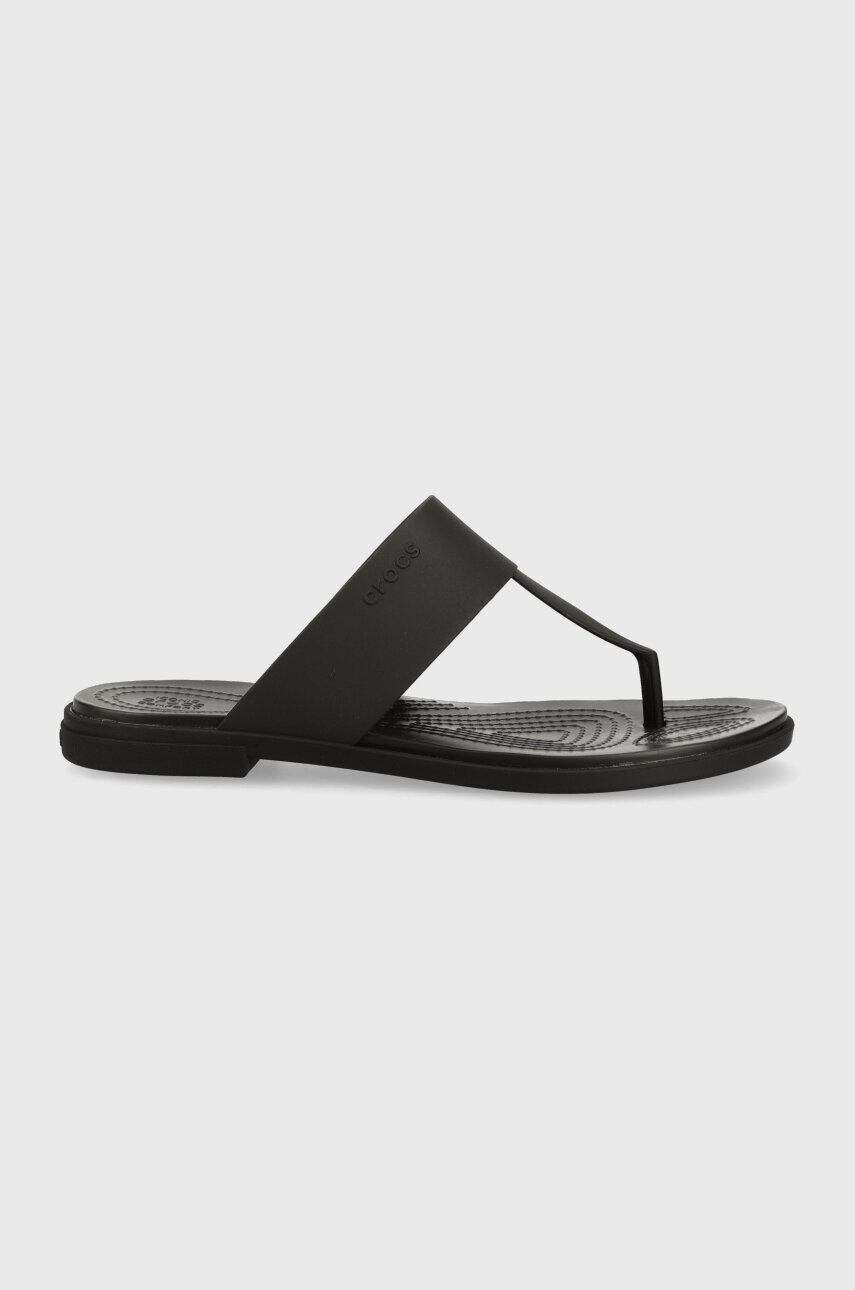 Crocs Žabky Tulum Flip dámske čierna farba na plochom podpätku 206752 - Pepit.sk