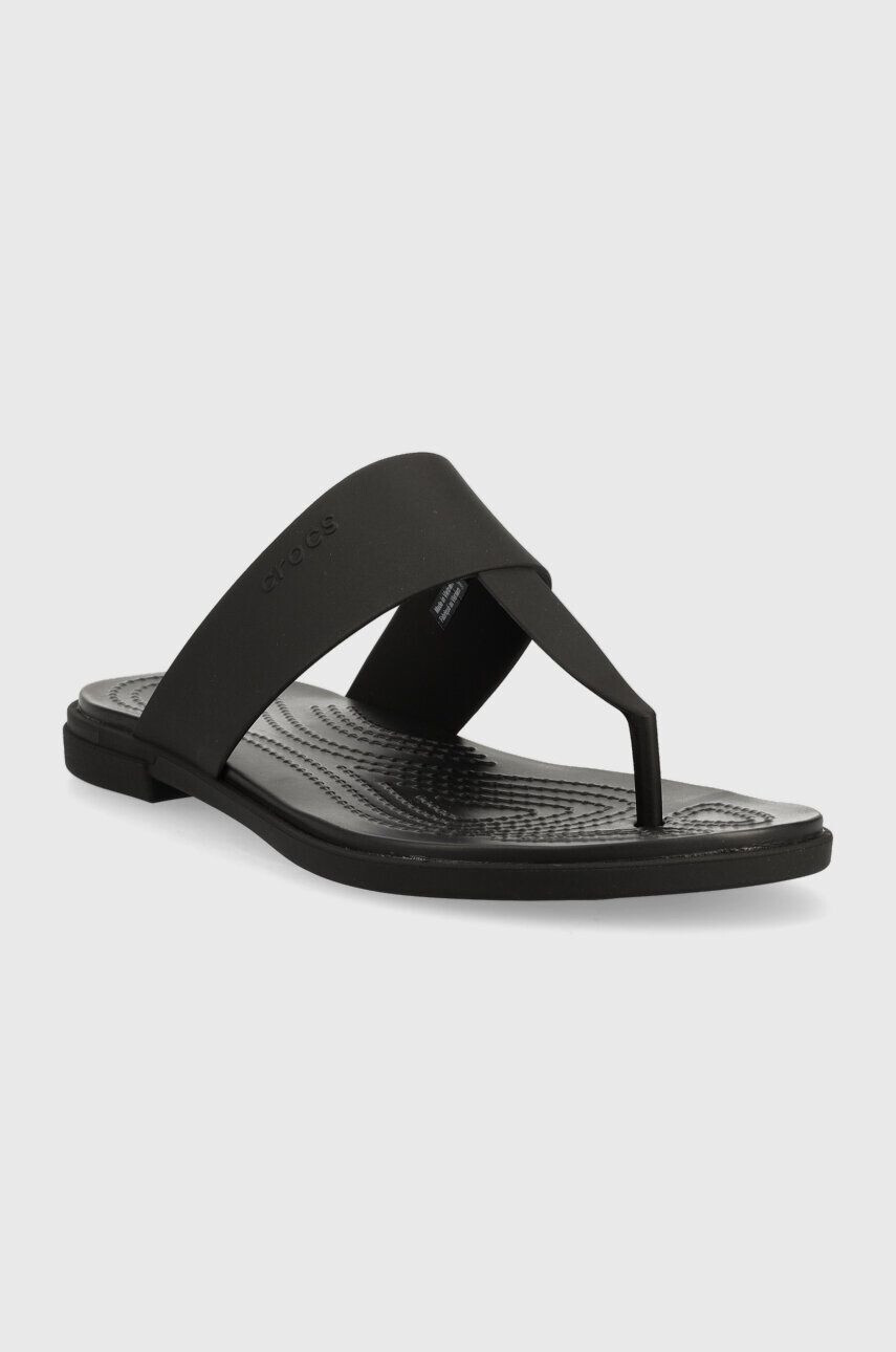 Crocs Žabky Tulum Flip dámske čierna farba na plochom podpätku 206752 - Pepit.sk