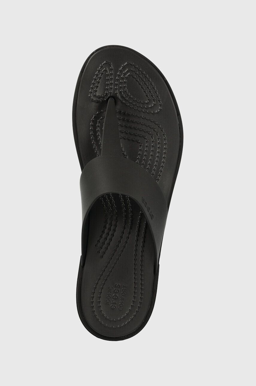 Crocs Žabky Tulum Flip dámske čierna farba na plochom podpätku 206752 - Pepit.sk