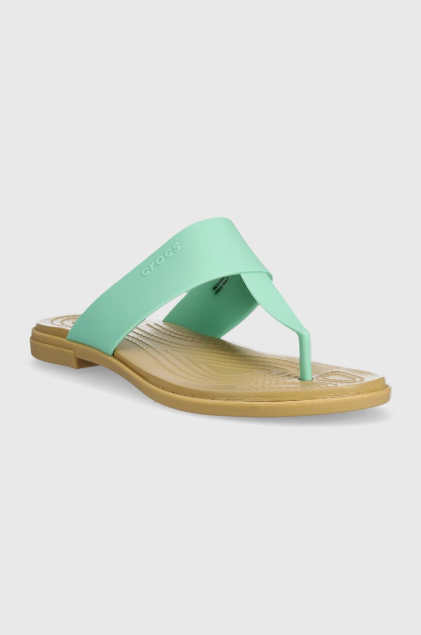 Crocs Žabky Tulum Flip dámske tyrkysová farba na plochom podpätku 206752 - Pepit.sk