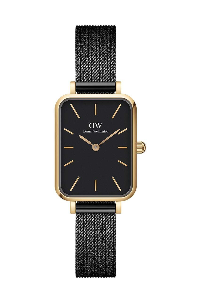 Daniel Wellington Hodinky Quadro 20X26 Pressed Ashfield dámske čierna farba - Pepit.sk