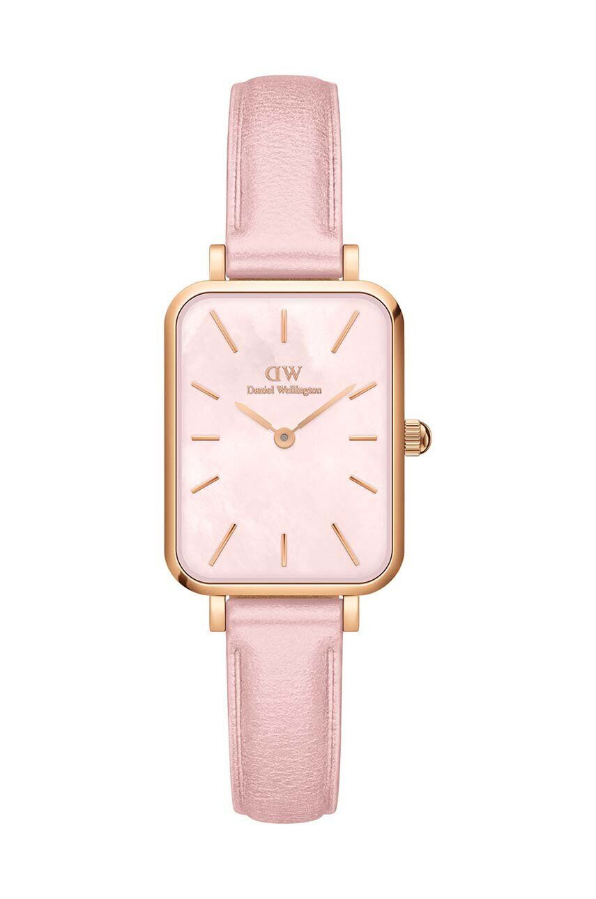 Daniel Wellington Hodinky Quadro Pink leather dámske ružová farba - Pepit.sk