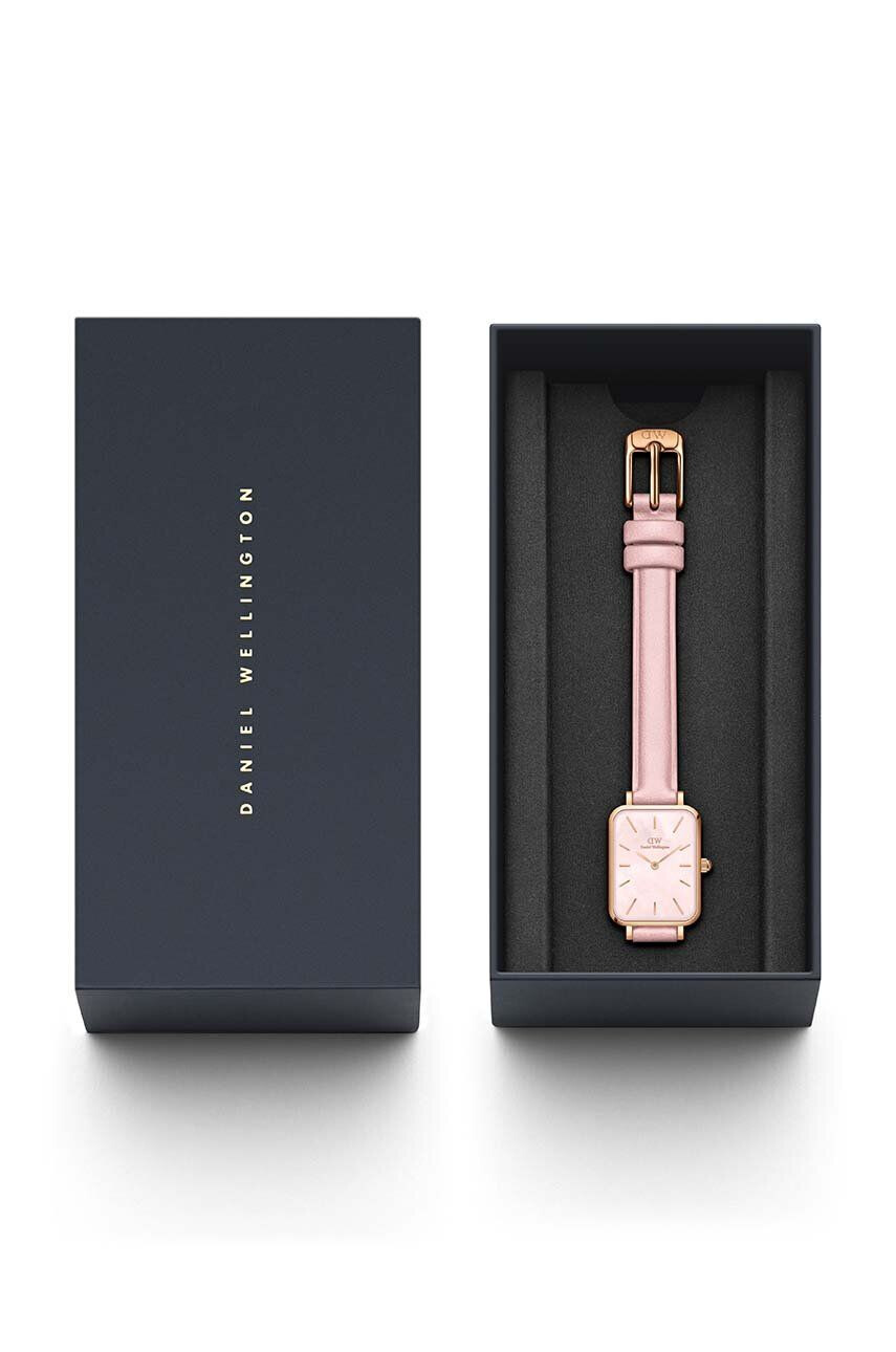 Daniel Wellington Hodinky Quadro Pink leather dámske ružová farba - Pepit.sk