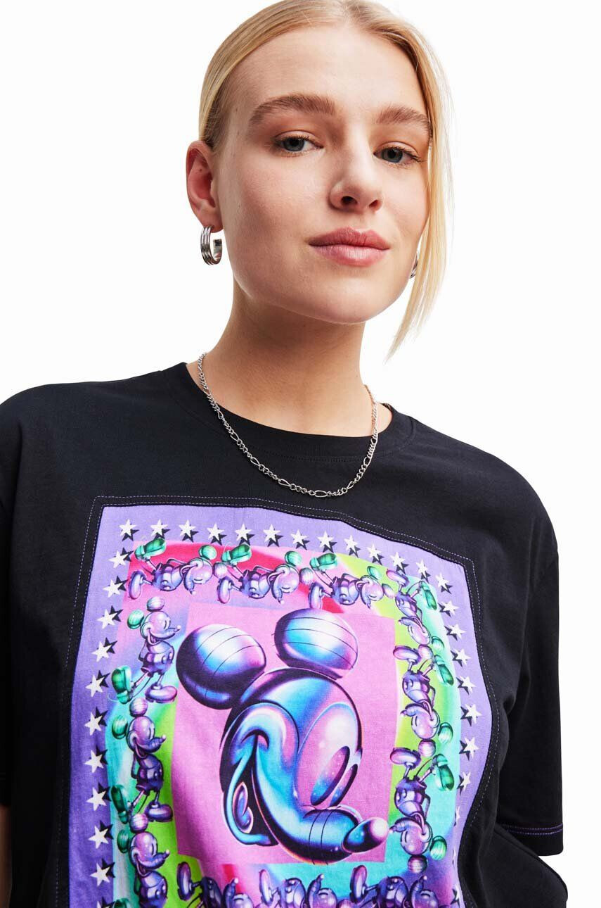 Desigual Bavlnené tričko x Disney čierna farba - Pepit.sk