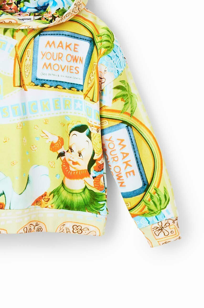 Desigual Detská bavlnená mikina Bugs Bunny žltá farba s kapucňou vzorovaná - Pepit.sk