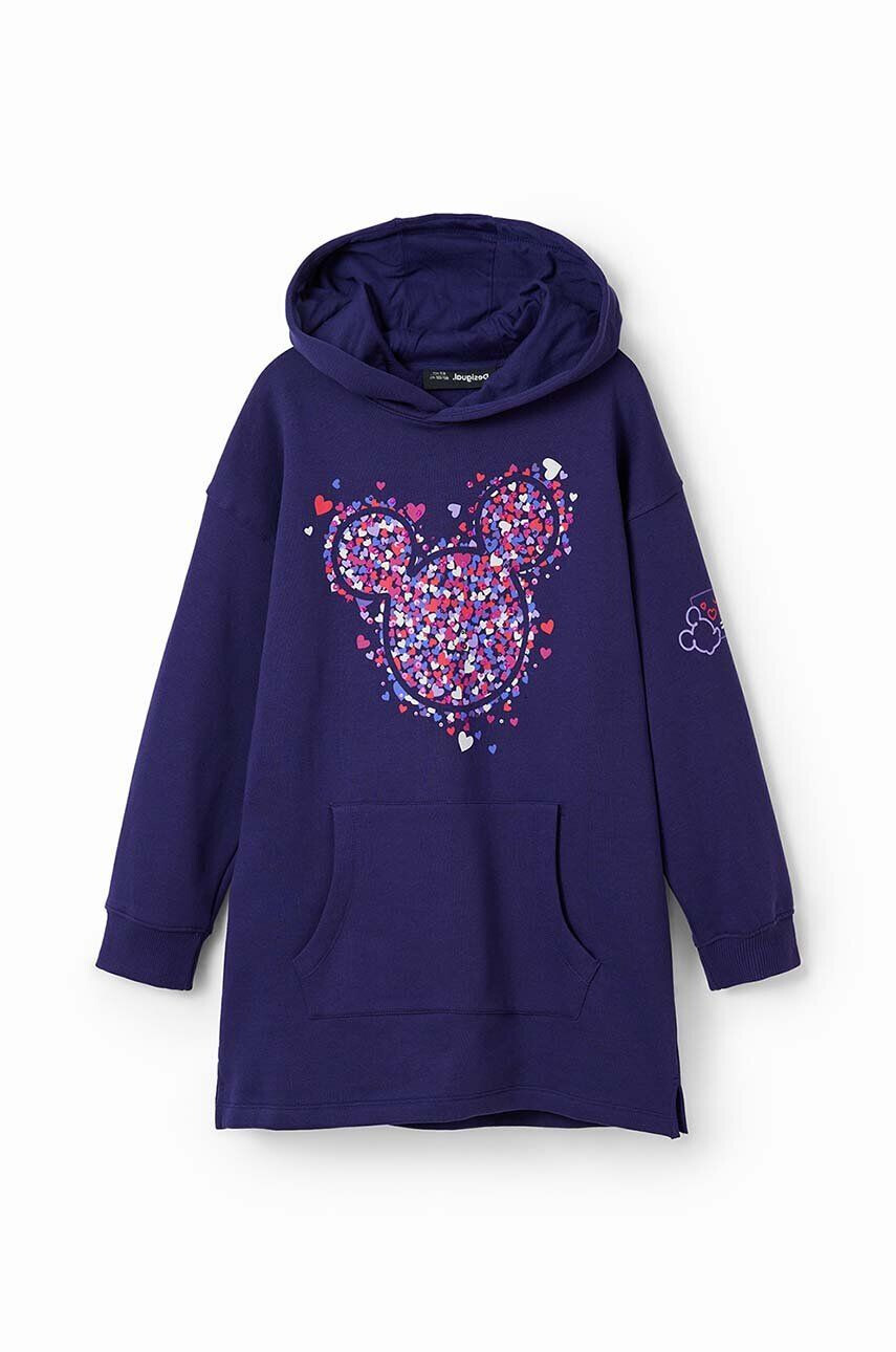 Desigual Dievčenské bavlnené šaty x Disney tmavomodrá farba mini oversize - Pepit.sk