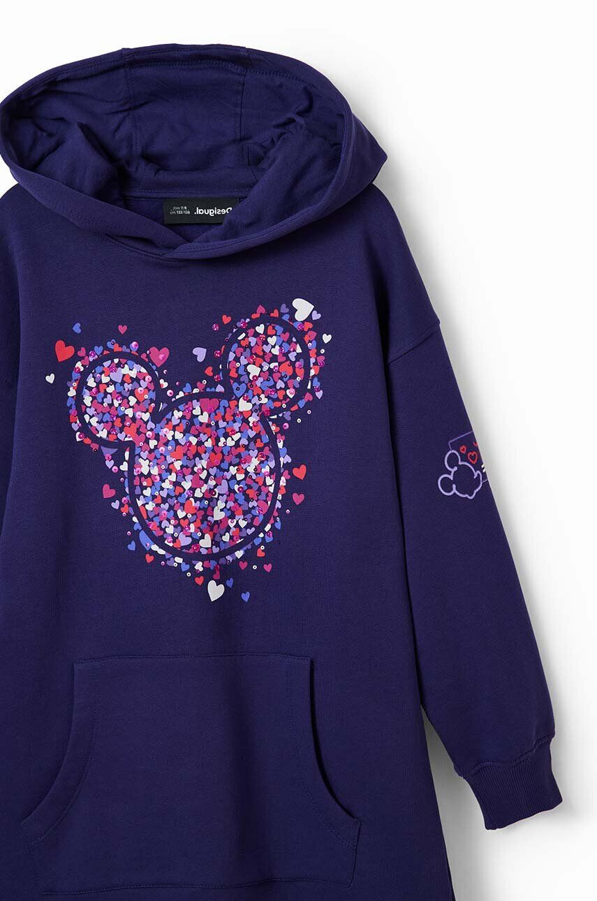 Desigual Dievčenské bavlnené šaty x Disney tmavomodrá farba mini oversize - Pepit.sk