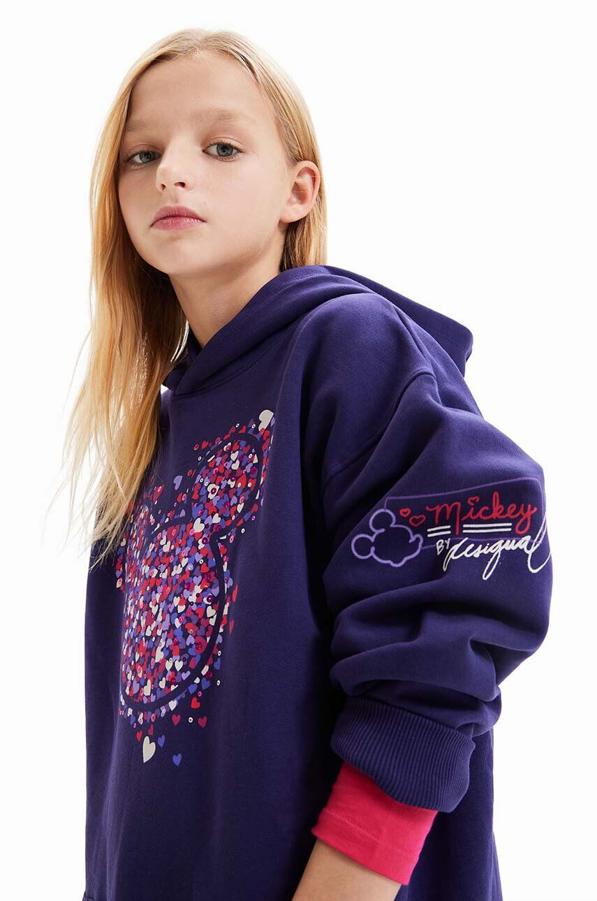 Desigual Dievčenské bavlnené šaty x Disney tmavomodrá farba mini oversize - Pepit.sk