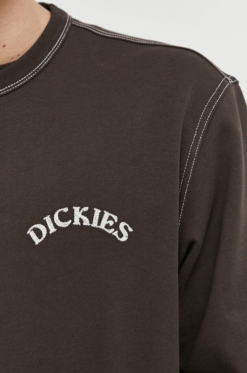 Dickies Bavlnená mikina pánska hnedá farba s nášivkou - Pepit.sk