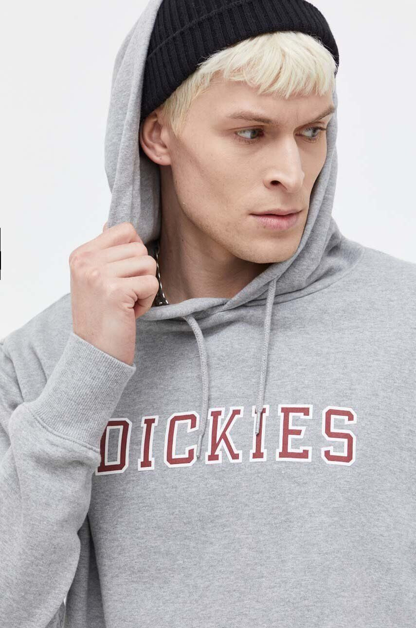 Dickies Bavlnená mikina pánska šedá farba s kapucňou s potlačou - Pepit.sk