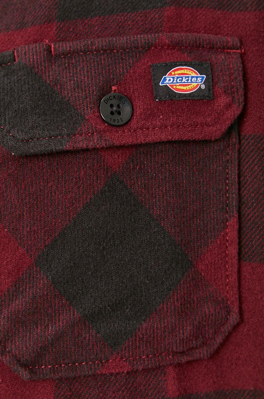 Dickies Košeľa DK0A4XDZMR0-MAROON pánska bordová farba regular s klasickým golierom - Pepit.sk