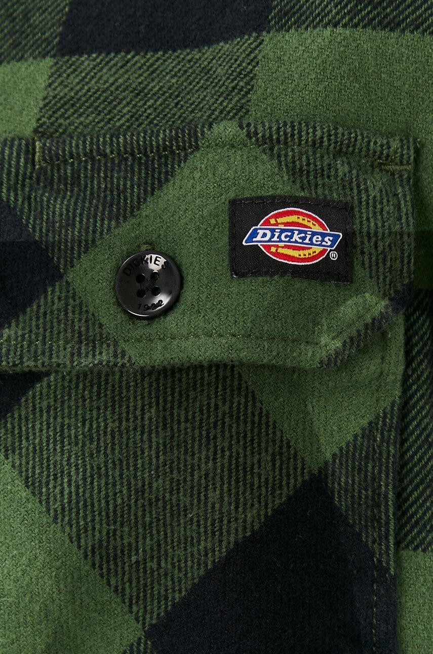 Dickies Košeľa DK0A4XDZPG0-PINEGREEN pánska zelená farba regular s klasickým golierom - Pepit.sk