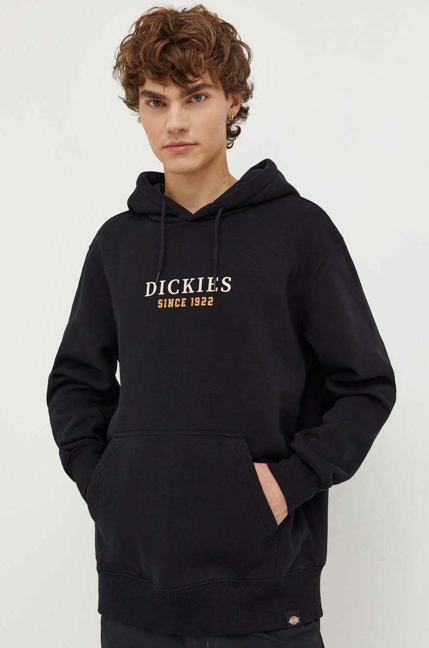 Dickies Mikina pánska čierna farba s kapucňou s potlačou - Pepit.sk