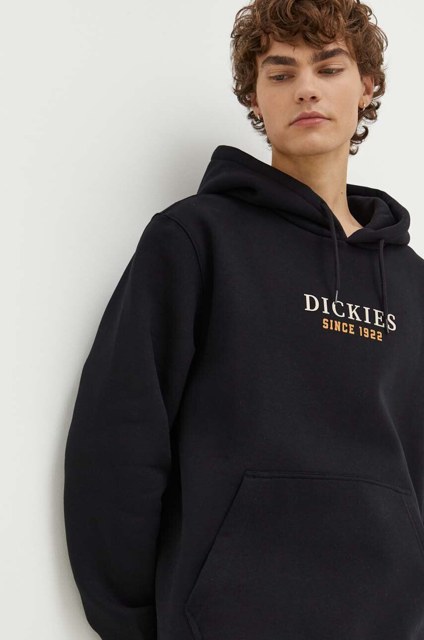 Dickies Mikina pánska čierna farba s kapucňou s potlačou - Pepit.sk