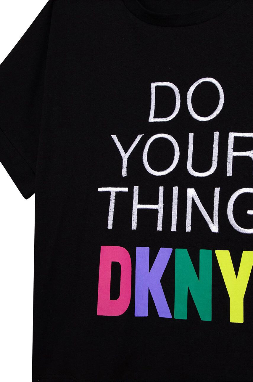 DKNY Detské bavlnené tričko čierna farba - Pepit.sk