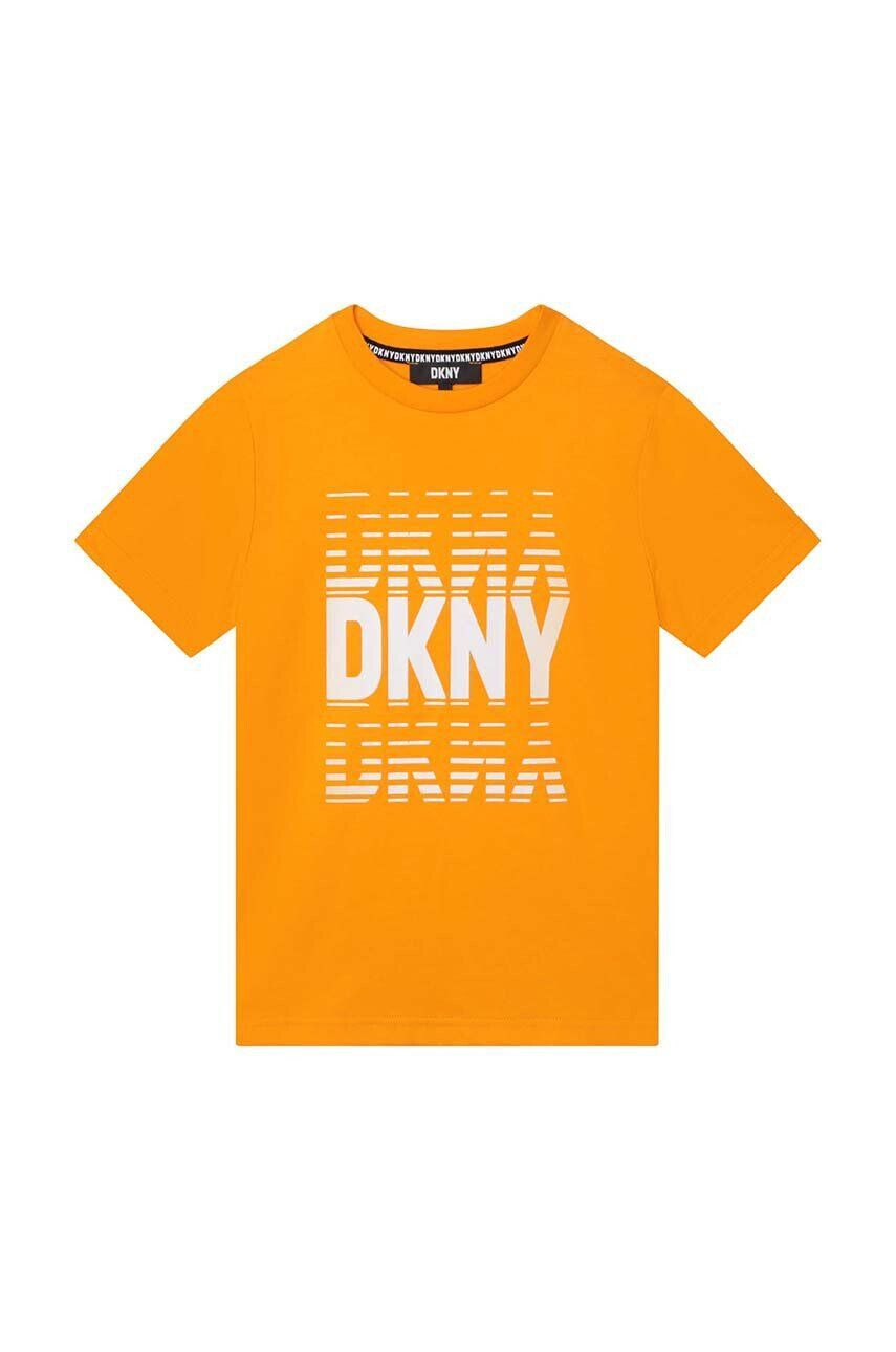 DKNY Detské bavlnené tričko oranžová farba s potlačou - Pepit.sk