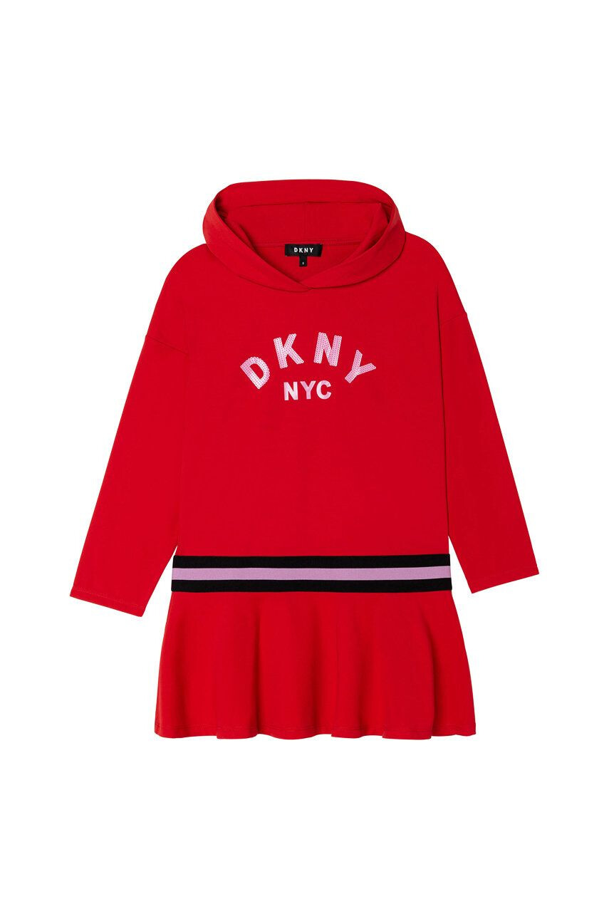 DKNY Dievčenské šaty biela farba mini áčkový strih - Pepit.sk