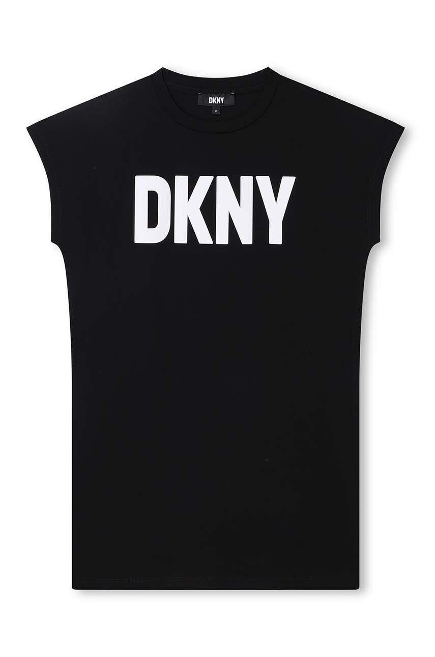 DKNY Dievčenské šaty čierna farba mini áčkový strih - Pepit.sk