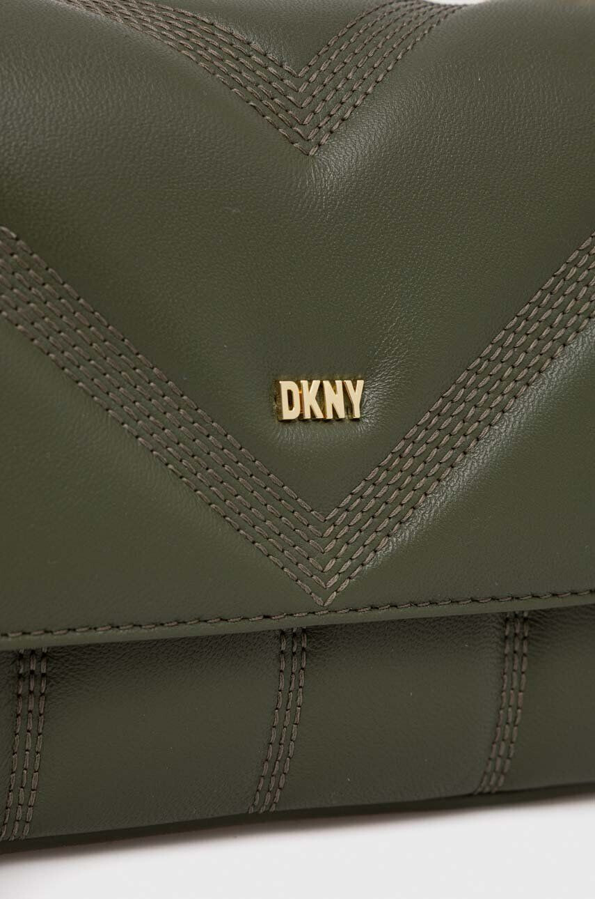 DKNY Kožená kabelka zelená farba - Pepit.sk