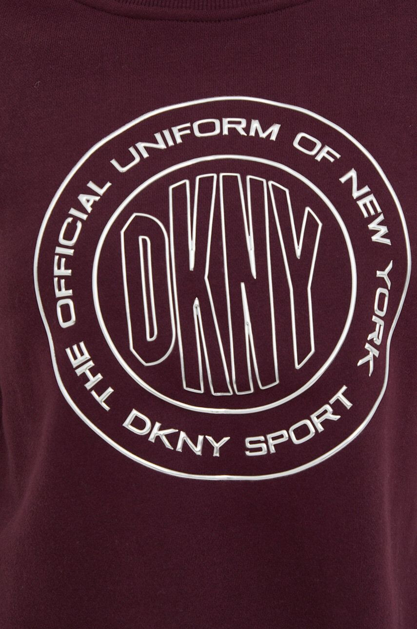 DKNY Mikina dámska bordová farba s kapucňou vzorovaná - Pepit.sk