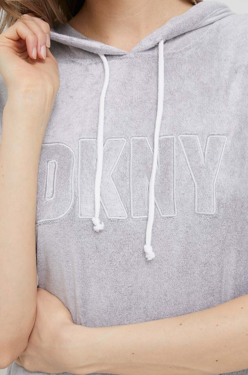 DKNY Mikina s kapucňou šedá farba s kapucňou s potlačou - Pepit.sk