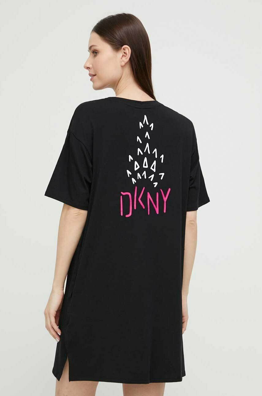 DKNY Nočná košeľa dámska čierna farba - Pepit.sk