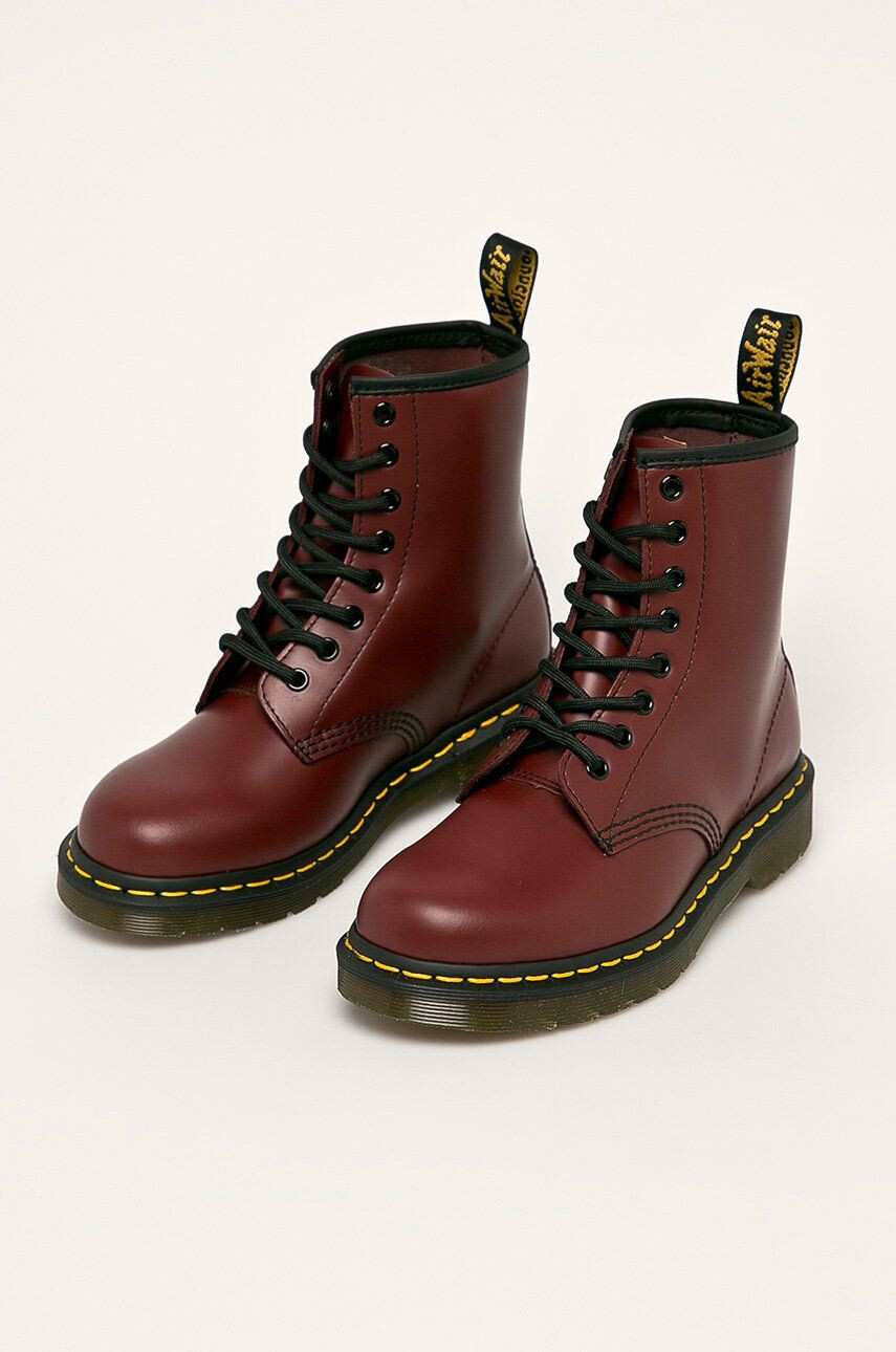 Dr. Martens Kožené workery 1460 dámske bordová farba na platforme - Pepit.sk