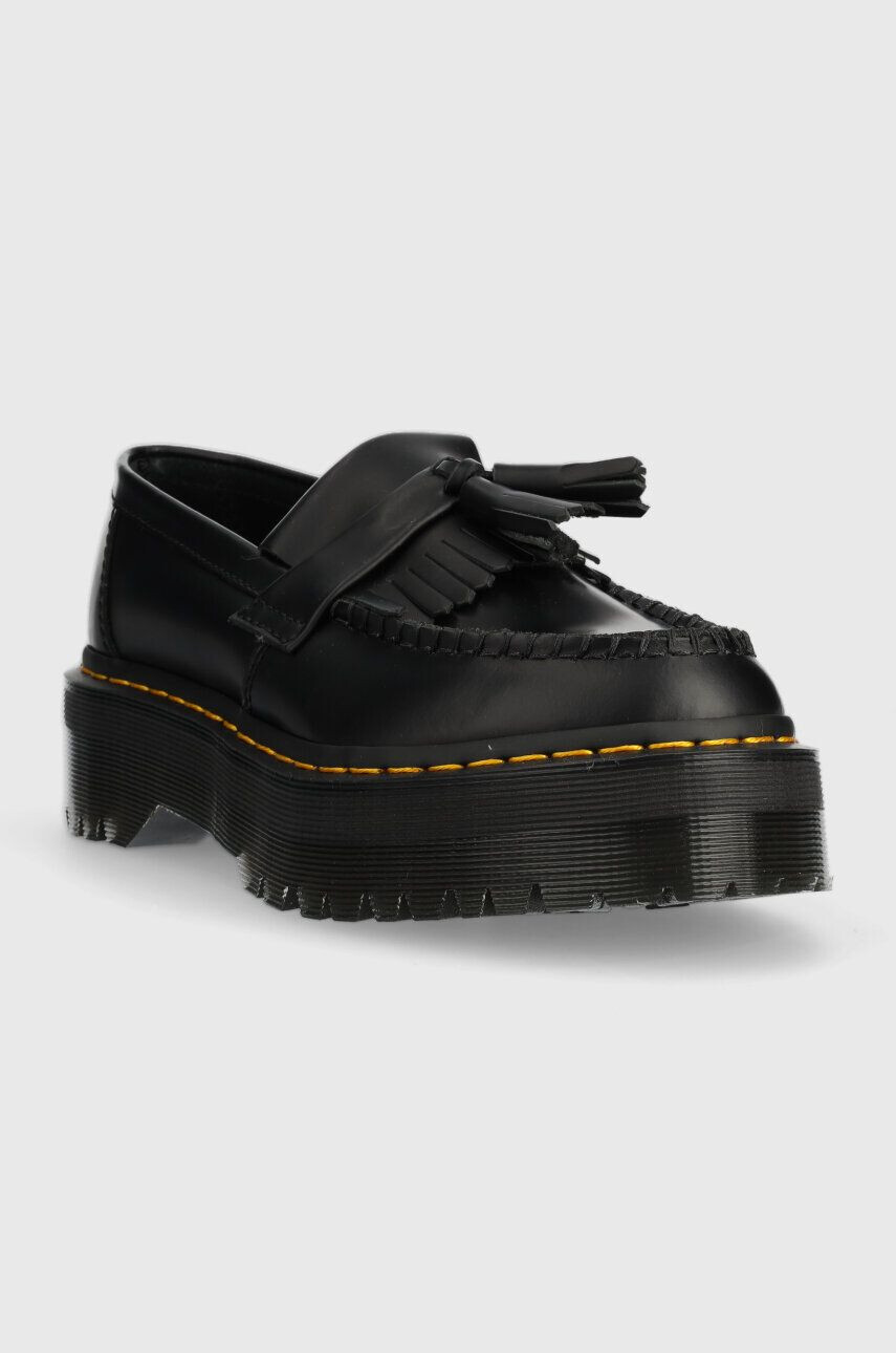 Dr. Martens Kožené mokasíny Adrian Quad dámske čierna farba na platforme DM27989001 - Pepit.sk