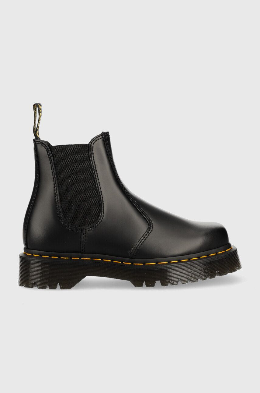 Dr. Martens Kožené topánky chelsea 2976 Bex Squared DM27888001-Black dámske čierna farba na plochom podpätku - Pepit.sk