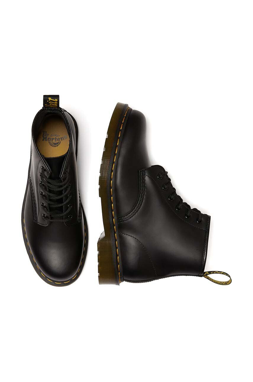 Dr. Martens Kožené workery 101 Yellow Stitch dámske čierna farba na plochom podpätku - Pepit.sk