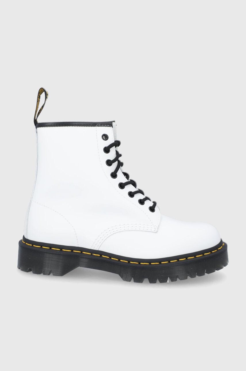 Dr. Martens Kožené workery 1460 Bex dámske biela farba na plochom podpätku - Pepit.sk