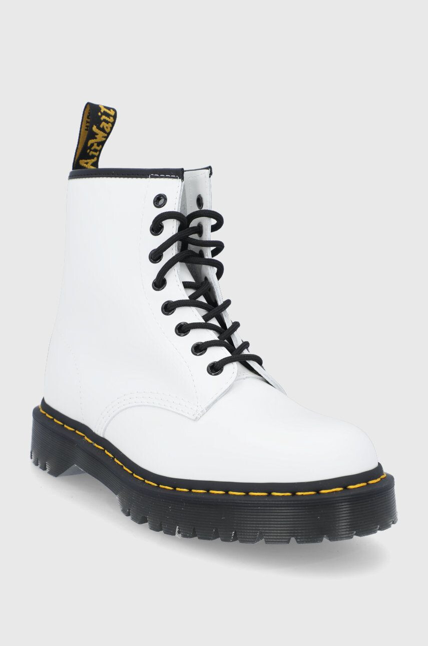 Dr. Martens Kožené workery 1460 Bex dámske biela farba na plochom podpätku - Pepit.sk