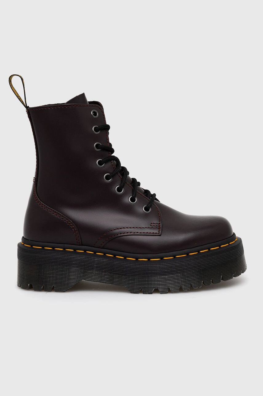 Dr. Martens Kožené workery Jadon dámske bordová farba na plochom podpätku - Pepit.sk