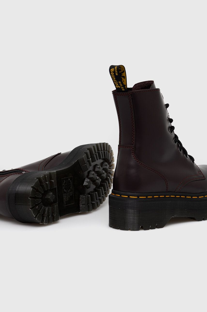 Dr. Martens Kožené workery Jadon dámske bordová farba na plochom podpätku - Pepit.sk