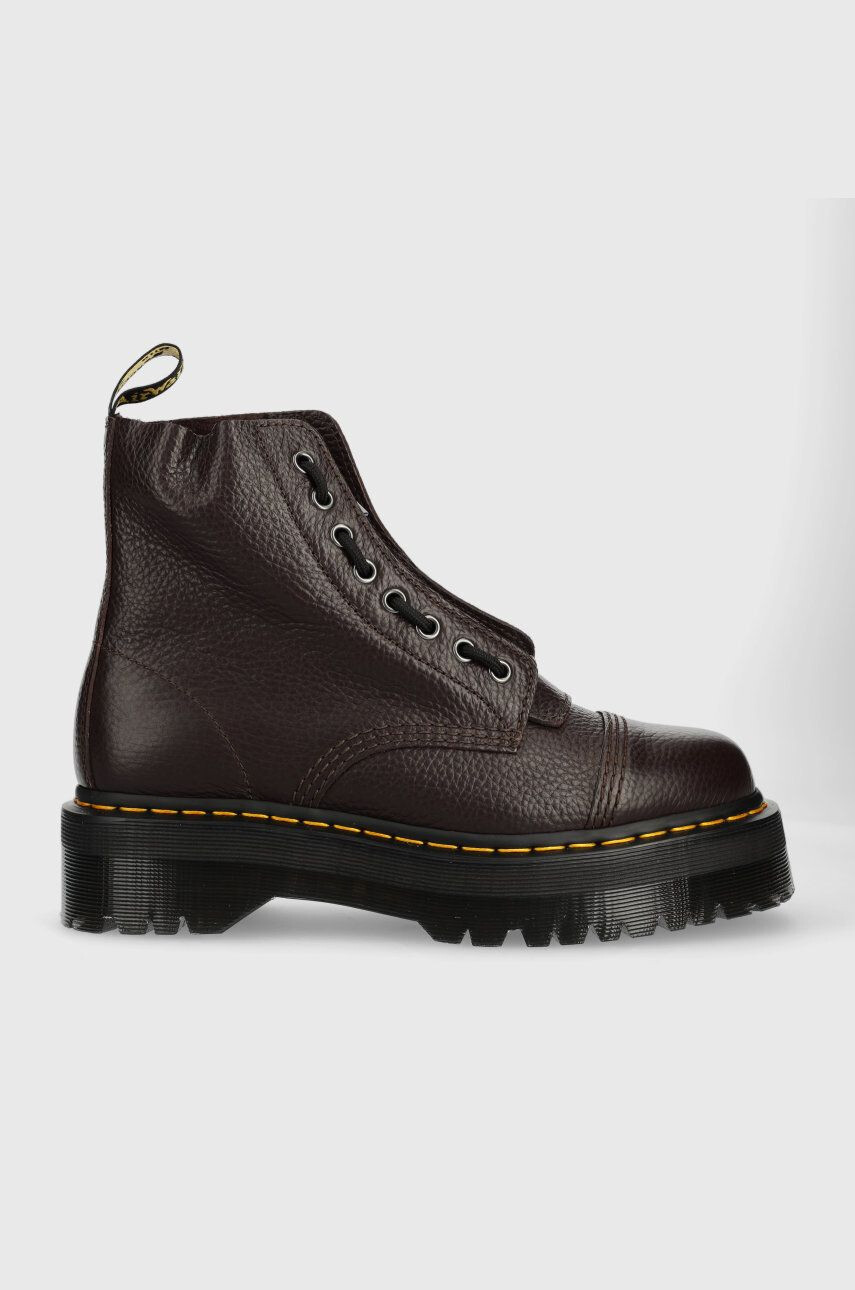 Dr. Martens Kožené workery Sinclair dámske bordová farba na plochom podpätku - Pepit.sk