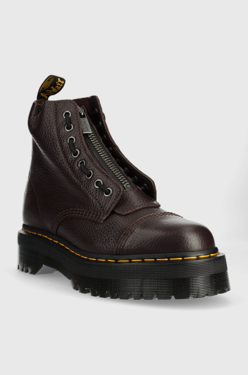 Dr. Martens Kožené workery Sinclair dámske bordová farba na plochom podpätku - Pepit.sk