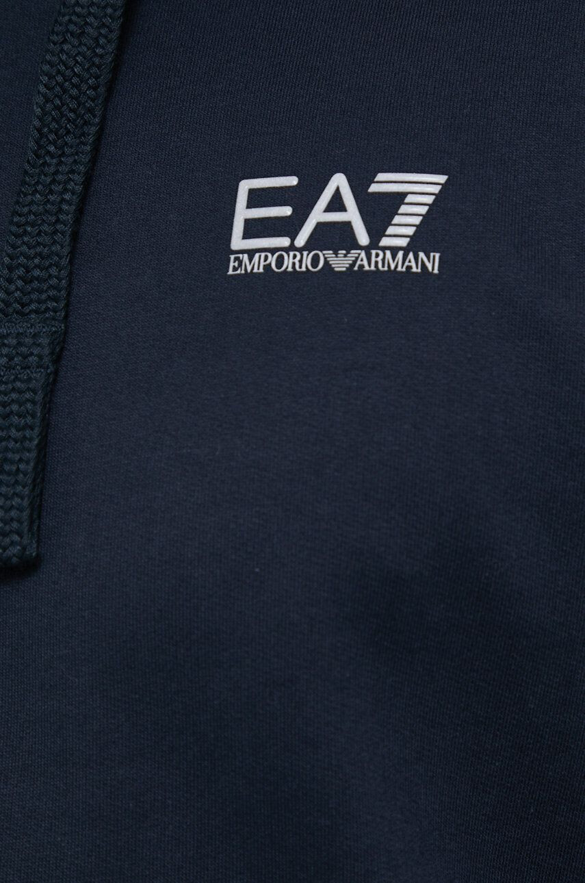 EA7 Emporio Armani Bavlnená mikina pánska tmavomodrá farba s kapucňou jednofarebná - Pepit.sk