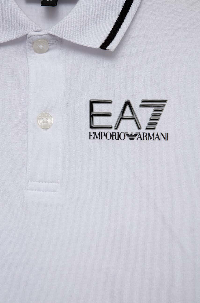 EA7 Emporio Armani Detská bavlenná polokošeľa biela farba jednofarebný - Pepit.sk