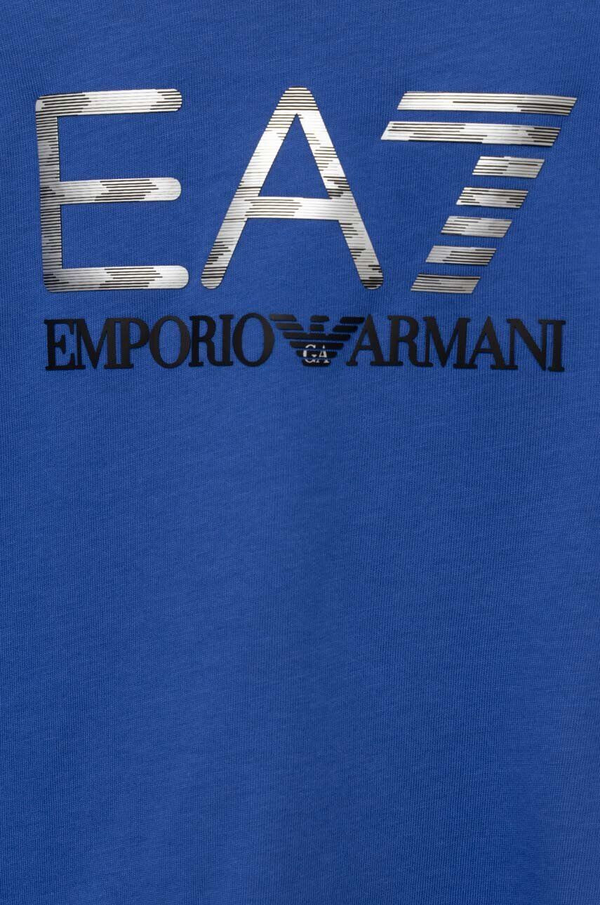 EA7 Emporio Armani Detská bavlnená košeľa s dlhým rukávom s potlačou - Pepit.sk