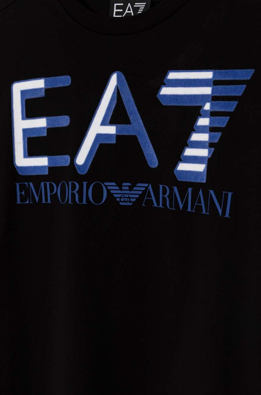 EA7 Emporio Armani Detské bavlnené tričko čierna farba s potlačou - Pepit.sk