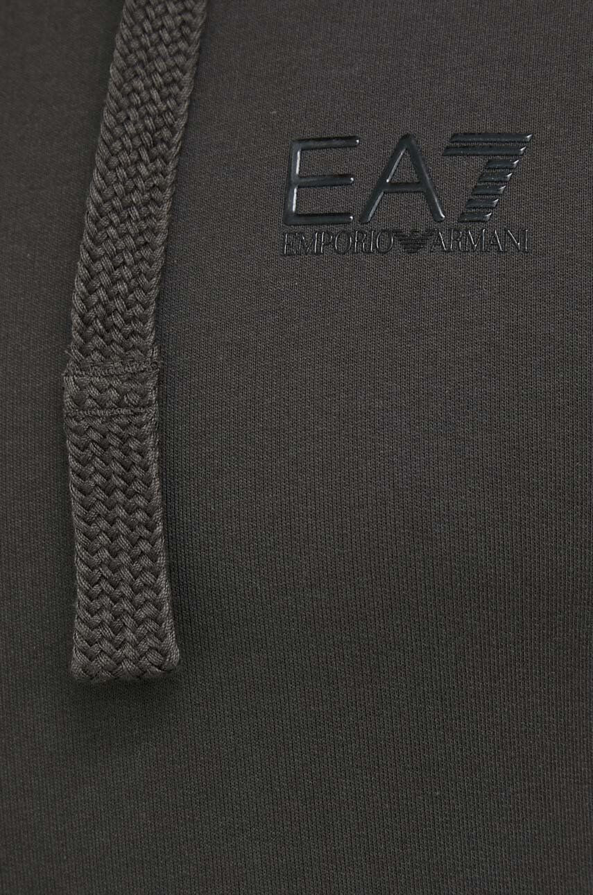 EA7 Emporio Armani Bavlnená mikina pánska zelená farba s kapucňou jednofarebná - Pepit.sk