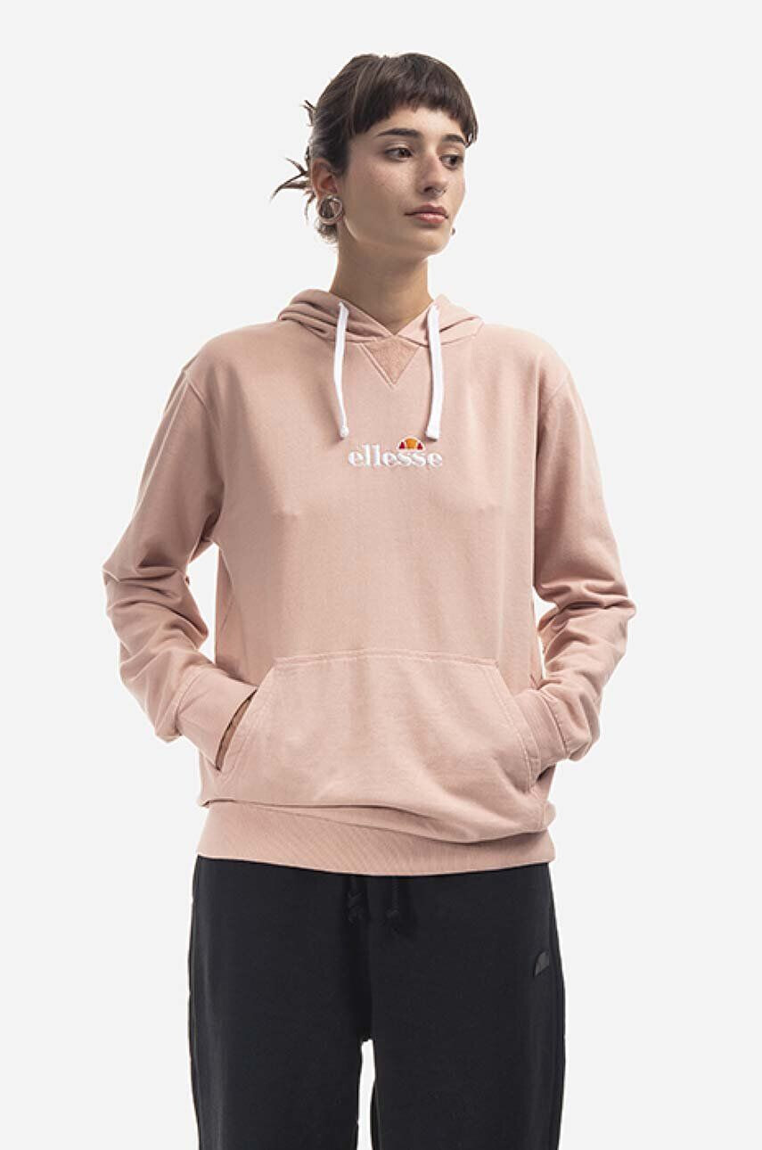 Ellesse Bavlnená mikina Daphni Oh Hoody SGM14014-PINK dámska ružová farba s kapucňou s nášivkou - Pepit.sk