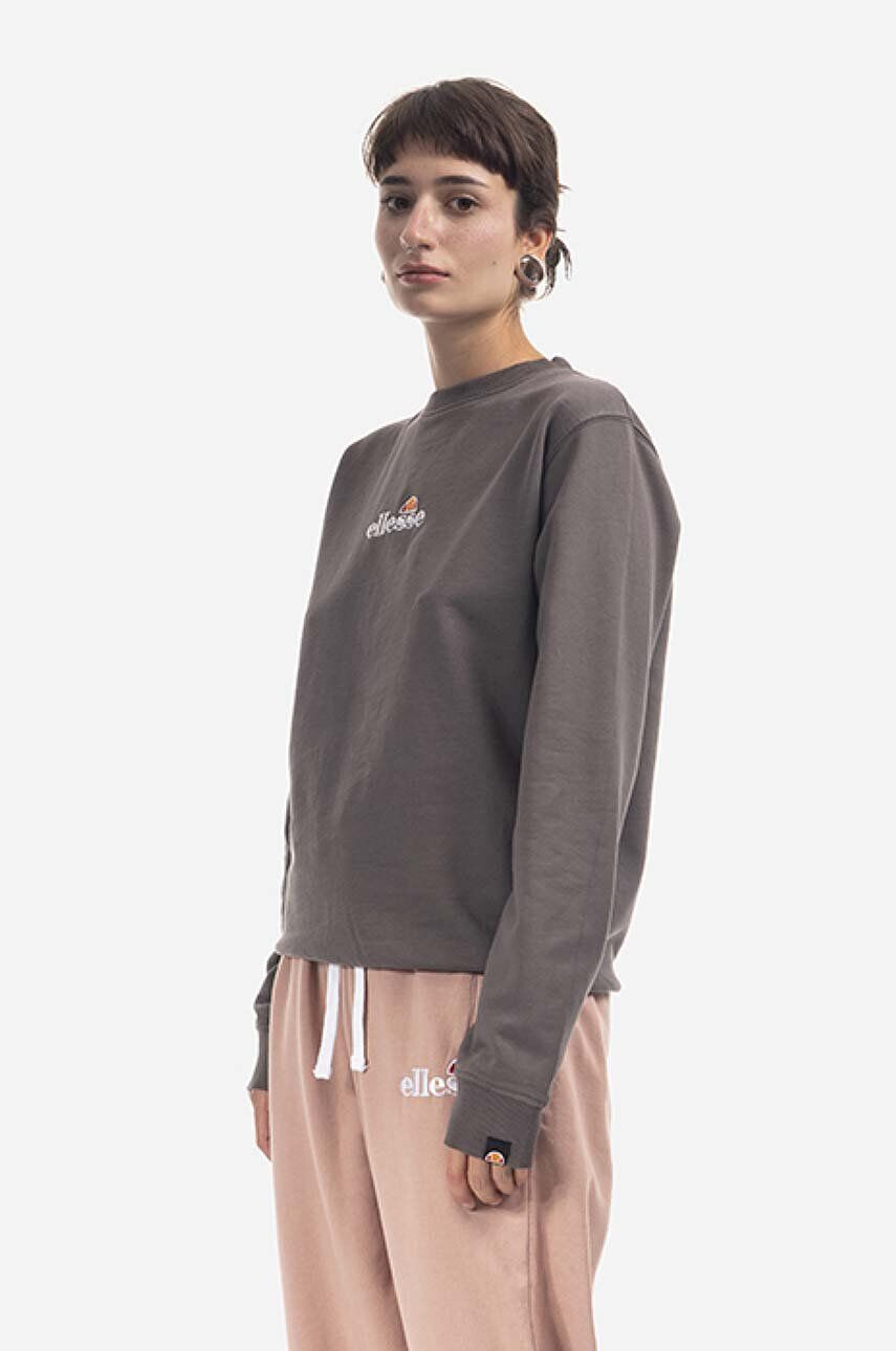 Ellesse Bavlnená mikina Sappan Sweatshirt SGM13149-BROWN dámska šedá farba s potlačou - Pepit.sk