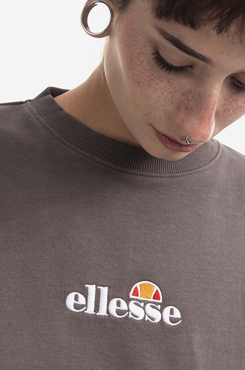 Ellesse Bavlnená mikina Sappan Sweatshirt SGM13149-BROWN dámska šedá farba s potlačou - Pepit.sk