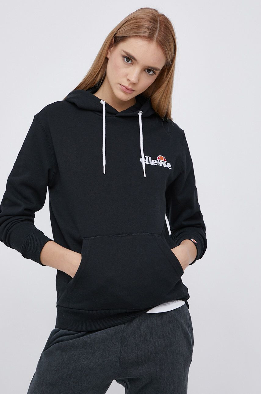 Ellesse Mikina SGS08848-011 dámska čierna farba s kapucňou s nášivkou - Pepit.sk