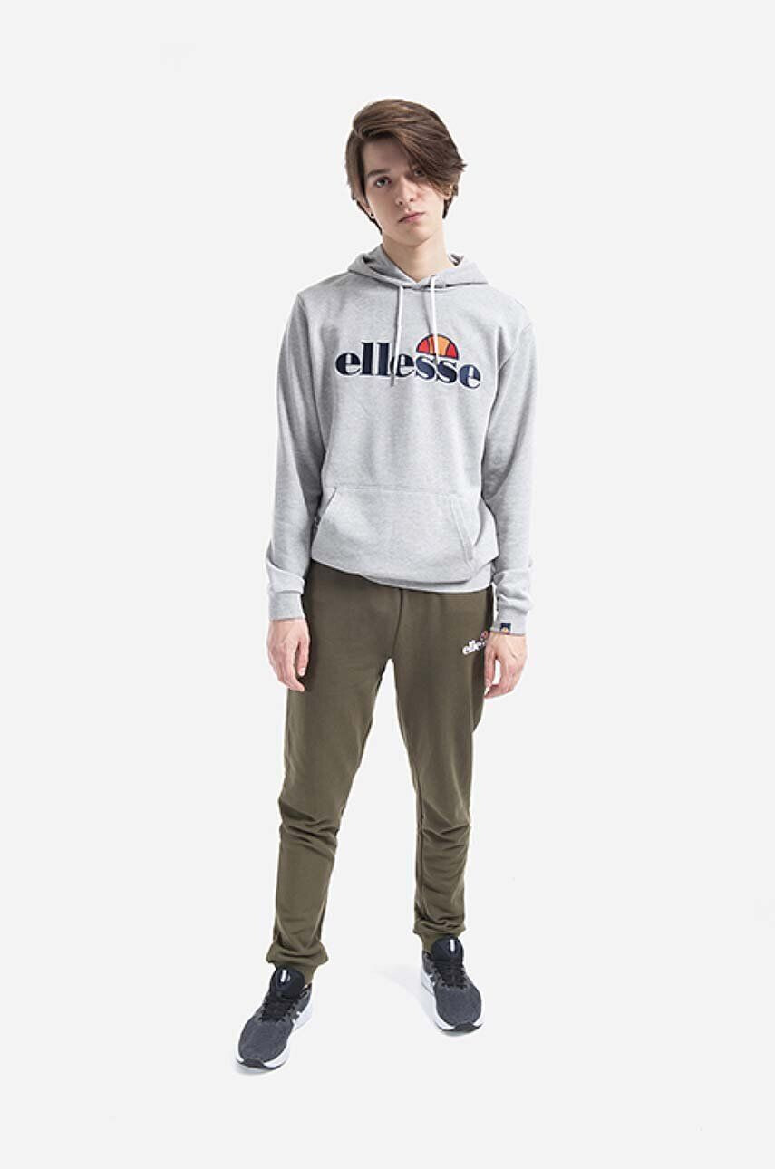 Ellesse Mikina Ferrer SHK13288-KHAKI pánska zelená farba s kapucňou jednofarebná - Pepit.sk