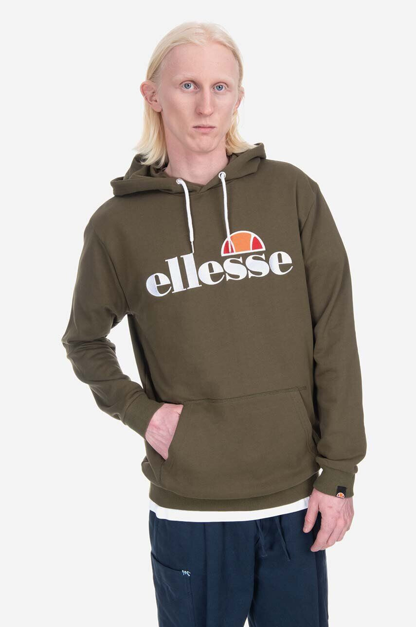 Ellesse Mikina SHK13288 Ferrer pánska zelená farba s kapucňou jednofarebná - Pepit.sk