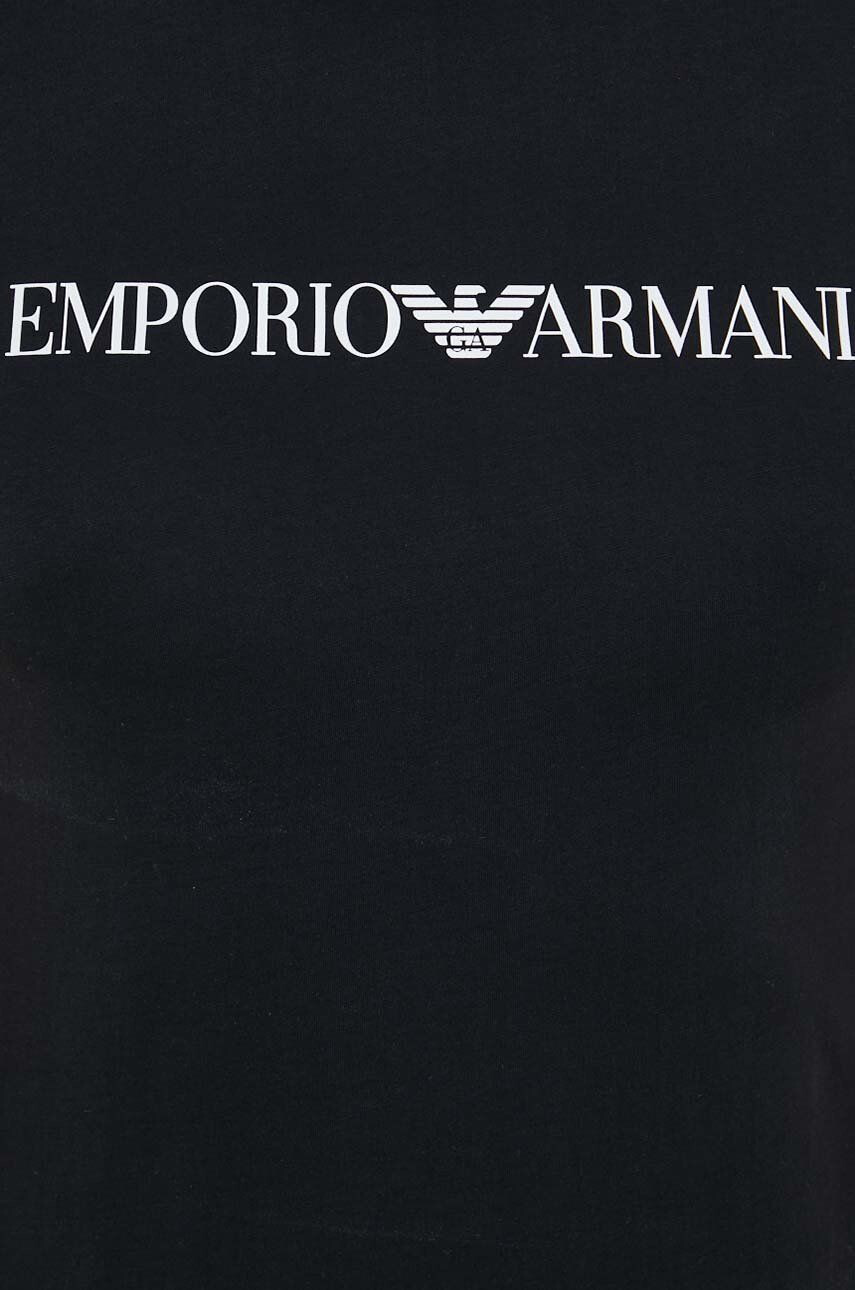 Emporio Armani Bavlnené tričko čierna farba s potlačou - Pepit.sk