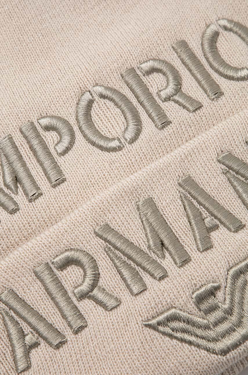 Emporio Armani Detská čiapka s prímesou vlny béžová farba biela - Pepit.sk